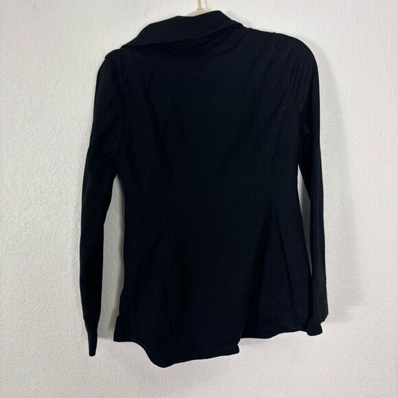 Matilda Jane Women's Laia Black Collared Asymetrical Zip Up Jacket Size Medium - Picture 2 of 6